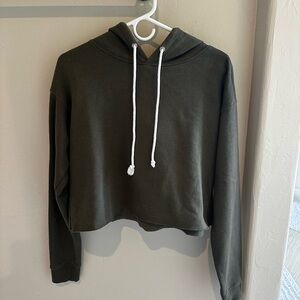 Olive Green Women's Cropped Hoodie